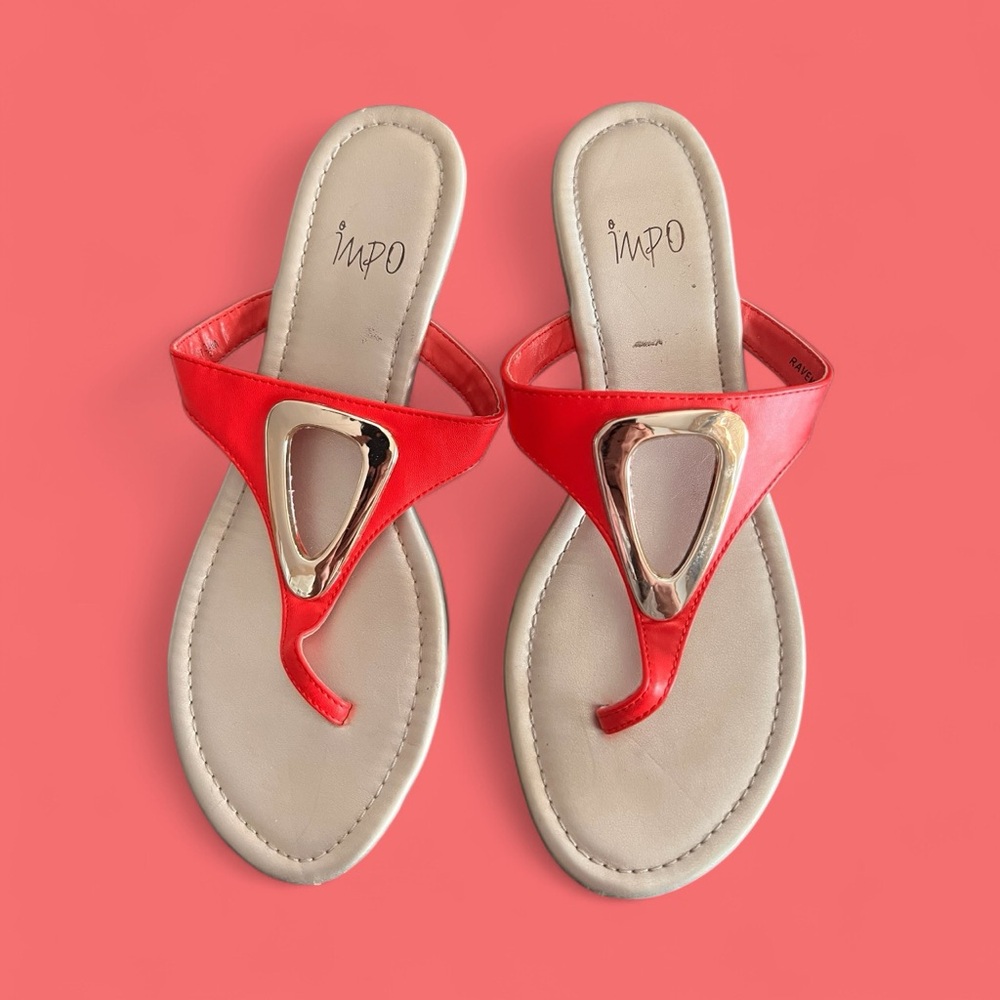Impo Women's Bold Red and Gold Sandals .Sz 7.5